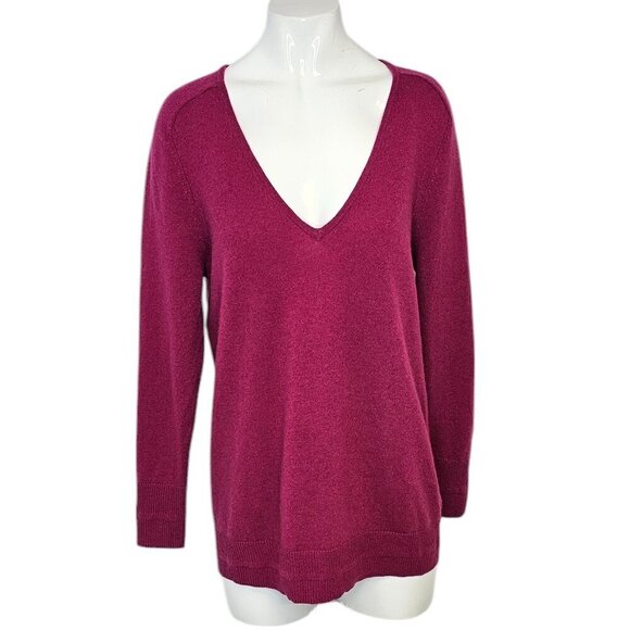 Tahari Womens 100% 2 Ply Cashmere V-Neck Long Sleeve Shirt, Purple, Size Small - Picture 1 of 8